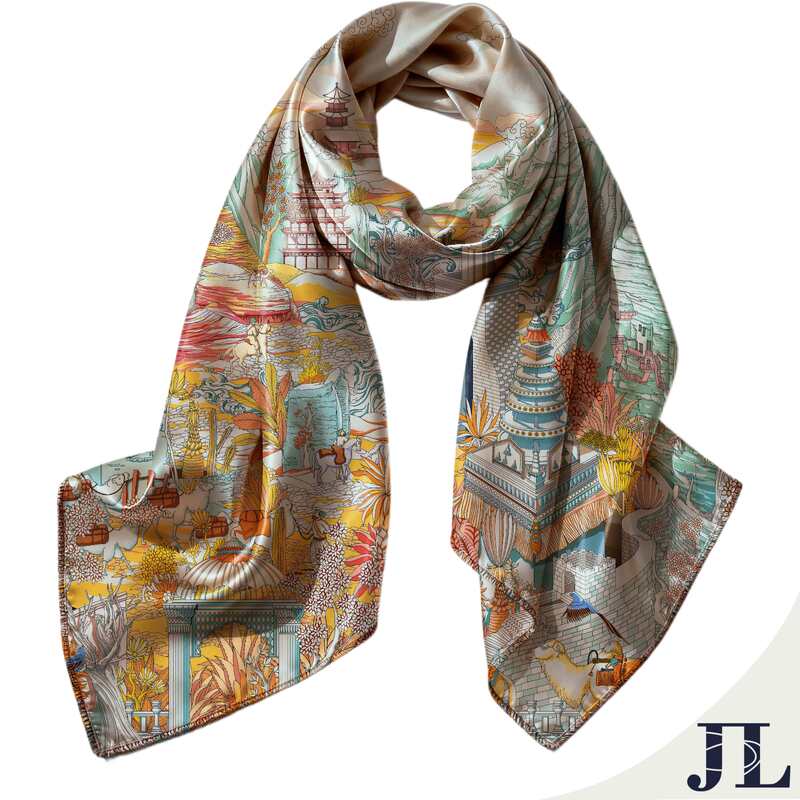 Quality Mulberry Silk Ladies Neckerchief Scarves Lightweight Luxury Silk Scarf factory