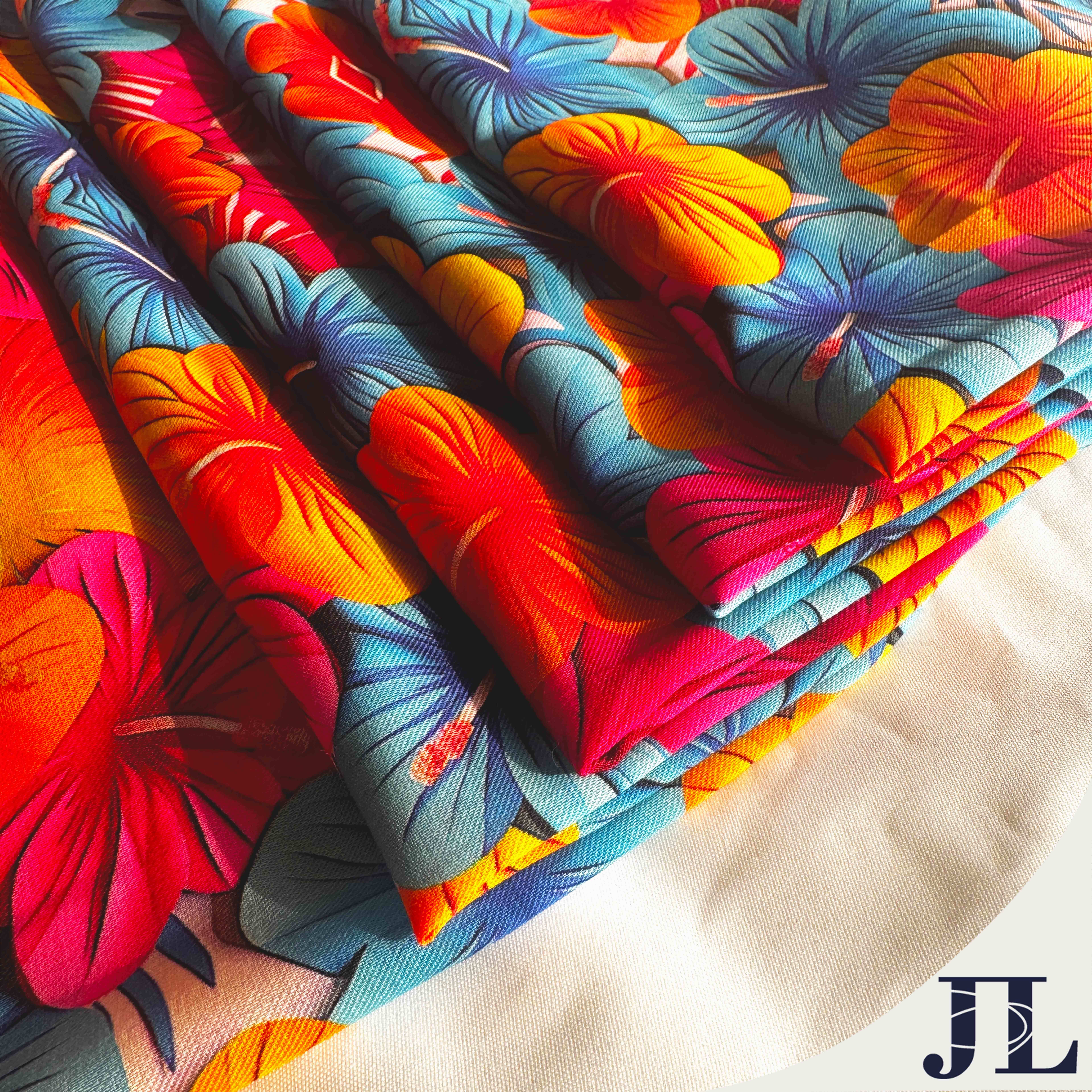 Merino Wool Scarf with Acid Printing & Hand-Rolled Hem