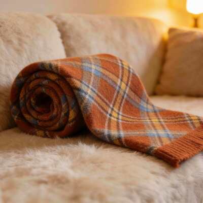 Quality Silk Wool Plaid Tassel Scarf Customized Extra Long Scarf Wrap factory